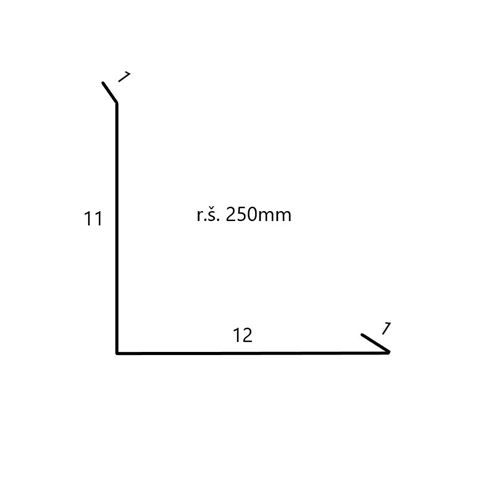 Lemování ke zdi SPODNÍ šíře 250mm délka 2m černá  RAL 9005