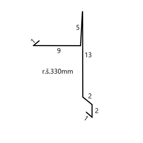 Závětrná lišta  šíře 330mm délka 2m černá  RAL 9005