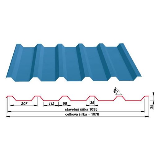 SATJAM střešní trapéz 35mm tl.0,50mm PE cihlový