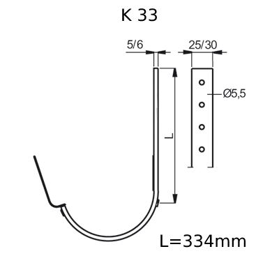 OKAPY LINDAB žlabový hák K33 s jazýčkem 150mm tm.šedý