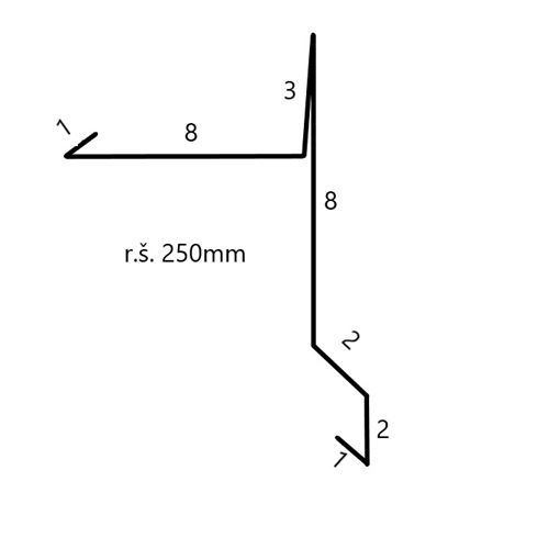 Závětrná lišta šíře 250mm délka 2m pozink