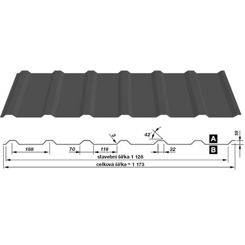 SATJAM střešní trapéz 18mm  tl.0,50mm PMH černá 