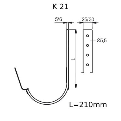 OKAPY LINDAB žlabový hák K21 s jazýčkem 125mm tm.šedý
