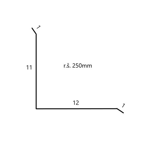 Lemování ke zdi VRCHNÍ šíře 250mm délka 2m pozink